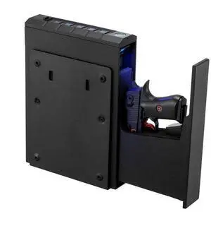 VEVOR Gun Safe, Slider Handgun Gun Safe with Fingerprint/Password/Key, 3-Way Quick Access Firearm Case Box with Lighting for 1 Pistol & Magazine, Mounted Pistol Gun Box for Nightstand Bedside Desk Car