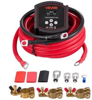 VEVOR Dual Battery Isolator Kit, 12V 300 Amp, Manual and Automatic VSR Voltage Sensitive Relay with Voltmeter, LCD Screen, Smart Battery Isolator, Compatible with Lead-Acid Batteries, for UTV, ATV