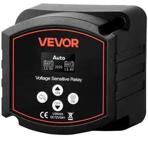 VEVOR Dual Battery Isolator, 12V 300 Amp, Manual and Automatic VSR Voltage Sensitive Relay with LCD Screen, Smart Battery Isolator for Lithium & Lead-Acid Batteries, for Car Truck RV UTV ATV Boat