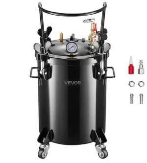 VEVOR Pressure Pot Paint Tank, 7.9 Gal/30 L Heavy Duty Steel Air Tool Pressure Pot, Spray Paint Pressures Pots with Three Quick-Connect Couplers for Home Use, DIY, Art Creations, Large-Diameter Tank