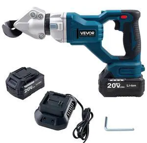 VEVOR Metal Shear, Cordless Sheet Metal Cutter with 360-Degree Pivoting Head, Double Blades, 110VAC 20VDC, Cuts 18 GA Galvanized Steel, 20 GA Stainless Steel, Aluminum, Plastic, Cardboard, 2800SPM