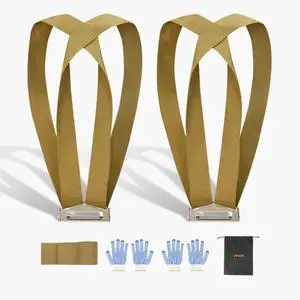 VEVOR Moving Straps, Supports up to 1000 lbs, 2-Person Lifting and Moving System with 2 Harness Straps & 1 Load-bearing Strap, Adjustable Lifting Shoulder Straps Move Furniture Appliances Mattresses