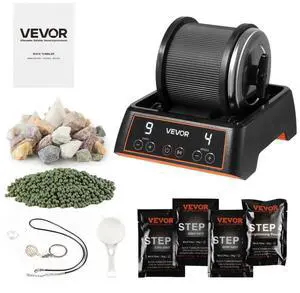 VEVOR Rock Tumbler, 1 lb Rock Polishing Machine, Rocks Tumbling Kit with 4-Speed Adjustment, 19 Day Timer, Direct Drive Motor Rocks Polishing Kit for Rose Quartz, Amethyst, Quiet Operation