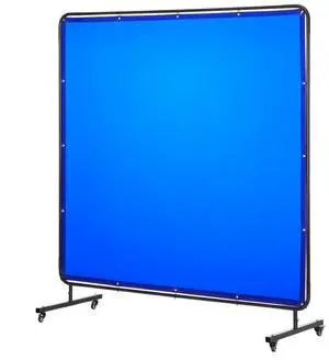 VEVOR Welding Screen with Frame, 6 x 6 FT Welding Curtain Screen, Flame-Resistant Vinyl Safety Protection Screens with Lockable Swivel Wheels & 6-Level UV Protection for Workshop/Industrial Use, Blue