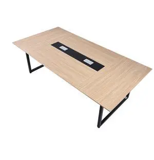 VEVOR Conference Table, 8 ft Office Meeting Table for 10 Person, Modern Rectangle Seminar Desk with Metal Legs, Large Meeting Desk Ideal for Office, Boardroom, Conference Room, Easy Assembly, Brown