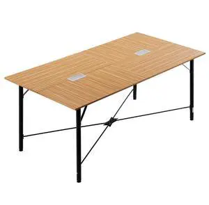 VEVOR Conference Table, 6 ft Office Meeting Table for 6-8 Person, Modern Rectangle Seminar Desk with Metal Legs, Meeting Desk Ideal for Office, Boardroom, Conference Room, Easy Assembly, Brown