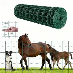 VEVOR Farm Fence, 39 x 787 in, 4 x 4 in Mesh 2.1mm Galvanized Steel Wire Fencing for Cattle, Hog & Sheep, Heavy Duty Vinyl Coated Livestock Fence for Animal Enclosures, Cage Wire, Garden Fences, Green