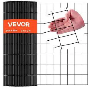 VEVOR Hardware Cloth 24 in x 25 ft, 2 x 3 in Mesh 16 Gauge Galvanized Wire Mesh Roll, Weather-Resistant Vinyl Coated Chicken Wire Fencing, Heavy Duty Welded Garden Plant Fencing for Rabbit Cage Snake