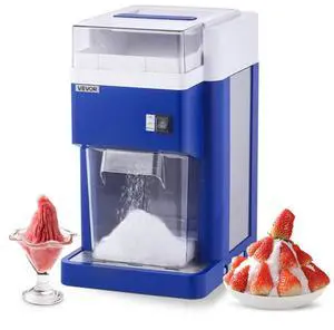 VEVOR Commercial Ice Shaver Machine, 1.91QT /1.8L Large Electric Snow Cone Machine, Fine & Fluffy with 300W Motor, Stainless Steel Blades, Shaved Ice Maker for Dessert Shop Home Party Restaurant, Blue