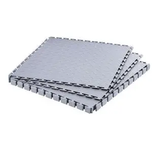 VEVOR Garage Floor Tiles Interlocking, 8 Pack 20.2 x 20.2 x 0.2 in Interlocking Modular Garage Flooring Tiles, Diamond Plate Slip-Resistant PVC Mats for Workshop,Warehouse,Tool Room, Silver