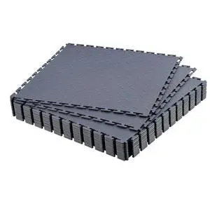 VEVOR Garage Floor Tiles Interlocking, 16 Pack 20.2 x 20.2 x 0.2 in Interlocking Modular Garage Flooring Tiles, Diamond Plate Slip-Resistant PVC Mats for Workshop,Warehouse,Tool Room, Graphite Gray