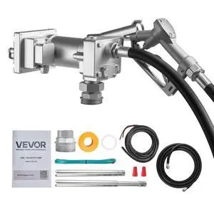 VEVOR Fuel Transfer Pump, 12V DC 15 GPM, Cast Iron Diesel Transfer Pump Kit, with Manual Shut-Off Nozzle, Discharge Hose, Overheat Protection, 1/3 HP Explosion-Proof, for Gasoline Diesel Kerosene