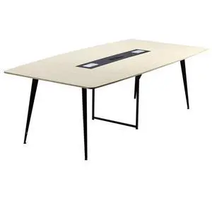 VEVOR Conference Table, 8 ft Boat Shaped Office Meeting Table with Charge Station for 10 Person, Modern Boat Seminar Meeting Desk with Metal Legs for Office, Boardroom, Conference Room, Easy Assembly