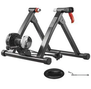 VEVOR Bike Trainer, 6 Level Resistance, 26-29 in & 700C Wheels, Foldable Magnetic Bicycle Stationary Stand for Indoor Exercise Riding with Quick Release Skewer & Front Wheel Riser Block for Road Bikes