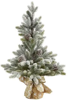 Nearly Natural 28" Flocked Artificial Christmas Tree with Pine Cones Nearly Natural 28" Flocked Artificial Christmas Tree with Pine Cones