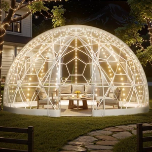 Garden Dome Tent, 15 x 9.5 ft Outdoor Clear Bubble Tent for 10-14 Person, Weatherproof Geodesic Dome Greenhouse with Window, PVC Igloo Tents for Backyard Patios Camping Party Wedding Garden Dome Tent, 15 x 9.5 ft Outdoor Clear Bubble Tent for 10-14 Person, Weatherproof Geodesic Dome Greenhouse with Window, PVC Igloo Tents for Backyard Patios Camping Party Wedding