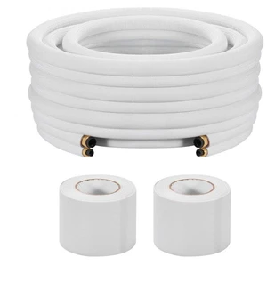 100ft Mini Split Line Set, 1/4 & 1/2 OD AC Copper Tubing Pipe, 3/8 White PE Thickened Insulated Coil with Flared Nuts, Strapping Tapes, for Mini Split Air Conditioner HVAC or Heat Pump System 100ft Mini Split Line Set, 1/4 & 1/2 OD AC Copper Tubing Pipe, 3/8 White PE Thickened Insulated Coil with Flared Nuts, Strapping Tapes, for Mini Split Air Conditioner HVAC or Heat Pump System