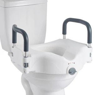 Raised Toilet Seat with Arms, 300 lbs Load Capacity, 5-Inch Lift Height, Widened Commode Elevated Toilet Seat Riser with Padded Handles for Seniors, Elderly, Handicap, Disabled, and Adults Use Raised Toilet Seat with Arms, 300 lbs Load Capacity, 5-Inch Lift Height, Widened Commode Elevated Toilet Seat Riser with Padded Handles for Seniors, Elderly, Handicap, Disabled, and Adults Use