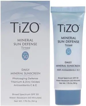 Mineral Sun Defense Tinted SPF 50 by Tizo for Women - 1.75 oz Sunscreen Mineral Sun Defense Tinted SPF 50 by Tizo for Women - 1.75 oz Sunscreen