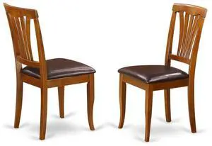 East West Furniture Avon kitchen dining Chair with Faux Leather Seat - Saddle Brow Finish, Set of 2 East West Furniture Avon kitchen dining Chair with Faux Leather Seat - Saddle Brow Finish, Set of 2