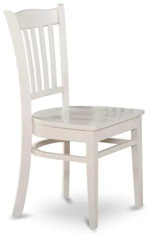 East West Furniture Groton Dining Chair With Wood Seat In Linen White Finish, Set of 2 East West Furniture Groton Dining Chair With Wood Seat In Linen White Finish, Set of 2