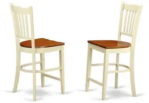 East West Furniture Groton Counter Stools With Wood Seat In Buttermilk and Cherry Finish, Set of 2 East West Furniture Groton Counter Stools With Wood Seat In Buttermilk and Cherry Finish, Set of 2