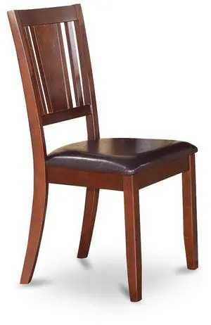 East West Furniture Dudley Dining Chair with Faux Leather upholstered Seat in Mahogany Finish, Set of 2 East West Furniture Dudley Dining Chair with Faux Leather upholstered Seat in Mahogany Finish, Set of 2