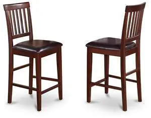East West Furniture Vernon Counter Stools with Faux Leather Seat - Mahogany Finish, Set of 2 East West Furniture Vernon Counter Stools with Faux Leather Seat - Mahogany Finish, Set of 2
