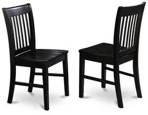 East West Furniture Norfolk Dining Chair Wood Seat Black Finish, Set of 2 East West Furniture Norfolk Dining Chair Wood Seat Black Finish, Set of 2
