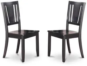 East West Furniture Dudley Dining Chair with Wood Seat in Black Finish, Set of 2 East West Furniture Dudley Dining Chair with Wood Seat in Black Finish, Set of 2