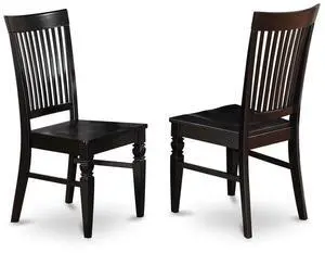 East West Furniture Weston Dining Wood Seat Chair with Slatted Back in Black Finish, Set of 2 East West Furniture Weston Dining Wood Seat Chair with Slatted Back in Black Finish, Set of 2
