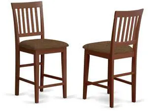 East West Furniture Vernon Counter Stools with Cushion Seat - Mahogany Finish, Set of 2 East West Furniture Vernon Counter Stools with Cushion Seat - Mahogany Finish, Set of 2