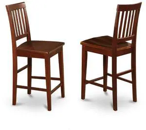 East West Furniture Vernon Counter Stools with Wood Seat - Mahogany Finish, Set of 2 East West Furniture Vernon Counter Stools with Wood Seat - Mahogany Finish, Set of 2