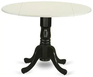 East West Furniture Dining Table Linen White & Black, DLT-LBK-TP East West Furniture Dining Table Linen White & Black, DLT-LBK-TP