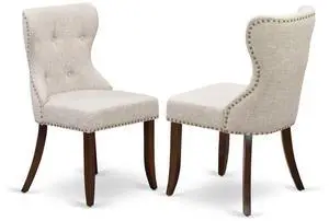 East West Furniture East West Furniture - Set of 2 - Modern Chairs- Kitchen Chair Includes Mahogany Wood Frame with Doeskin Linen Fabric Seat with Nail Head and Button Tufted Back East West Furniture East West Furniture - Set of 2 - Modern Chairs- Kitchen Chair Includes Mahogany Wood Frame with Doeskin Linen Fabric Seat with Nail Head and Button Tufted Back