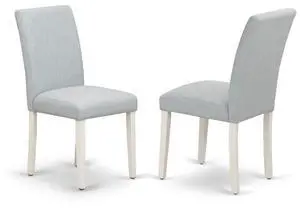 East West Furniture Set of 2 - Wood Chairs- Modern Chairs Includes Wirebrushed Linen White Wood Structure with Baby Blue Linen Fabric Seat and Simple Back East West Furniture Set of 2 - Wood Chairs- Modern Chairs Includes Wirebrushed Linen White Wood Structure with Baby Blue Linen Fabric Seat and Simple Back