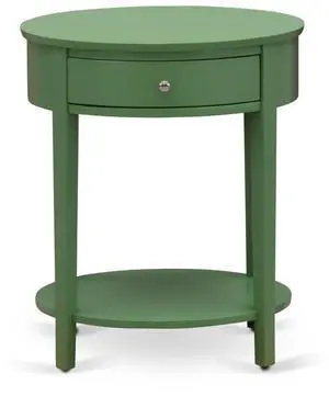 East West Furniture HI-12-ET Mid Century Modern Nightstand with 1 Wood Drawer, Stable and Sturdy Constructed - Clover Green Finish East West Furniture HI-12-ET Mid Century Modern Nightstand with 1 Wood Drawer, Stable and Sturdy Constructed - Clover Green Finish