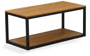 East West Furniture Norwich Coffee Table for Living Room, Mid Century Modern Coffee Table in Powder Coating Black Color and Brown Wood Laminate East West Furniture Norwich Coffee Table for Living Room, Mid Century Modern Coffee Table in Powder Coating Black Color and Brown Wood Laminate