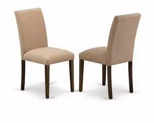 East West Furniture East West Furniture Set of 2 Parsons Chairs - Light Sable Linen Fabric Seat and High Back - Distressed Jacobean Finish East West Furniture East West Furniture Set of 2 Parsons Chairs - Light Sable Linen Fabric Seat and High Back - Distressed Jacobean Finish