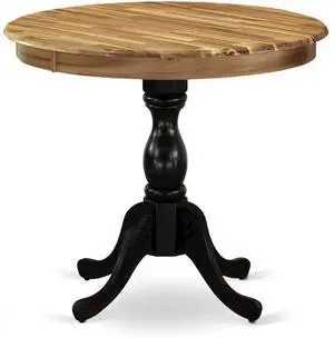 East West Furniture East West Furniture Antique 36" Round Dining Room Table for Compact Space - Natural Top & Black Pedestal East West Furniture East West Furniture Antique 36" Round Dining Room Table for Compact Space - Natural Top & Black Pedestal