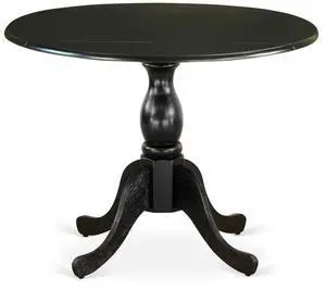 East West Furniture East West Furniture Round Dining Table with Drop Leaves - Black Table Top and Black Pedestal Leg Finish East West Furniture East West Furniture Round Dining Table with Drop Leaves - Black Table Top and Black Pedestal Leg Finish