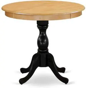 East West Furniture East West Furniture Antique 36" Round Dining Room Table for Small Space - Oak Top & Black Pedestal East West Furniture East West Furniture Antique 36" Round Dining Room Table for Small Space - Oak Top & Black Pedestal