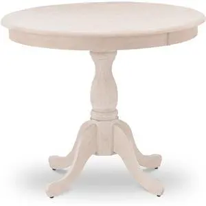 East West Furniture East West Furniture 1-Piece Round Dining Table with Round Wire Brush Butter Cream Table top and Wire Brush Butter Cream Pedestal Leg Finish East West Furniture East West Furniture 1-Piece Round Dining Table with Round Wire Brush Butter Cream Table top and Wire Brush Butter Cream Pedestal Leg Finish
