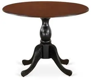 East West Furniture East West Furniture Mid Century Modern Dining Table with Drop Leaves - Mahogany Table Top and Black Pedestal Leg Finish East West Furniture East West Furniture Mid Century Modern Dining Table with Drop Leaves - Mahogany Table Top and Black Pedestal Leg Finish