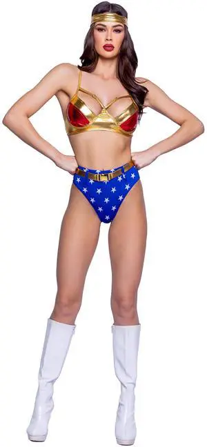 Roma Costume 4pc Woman Power, Gold/Blue/Red, L Roma Costume 4pc Woman Power, Gold/Blue/Red, L