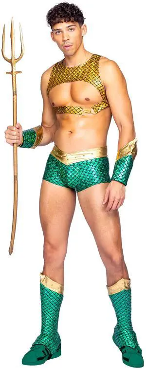 Roma Costume 4pc Aqua Hunk, Green/Gold, L Roma Costume 4pc Aqua Hunk, Green/Gold, L