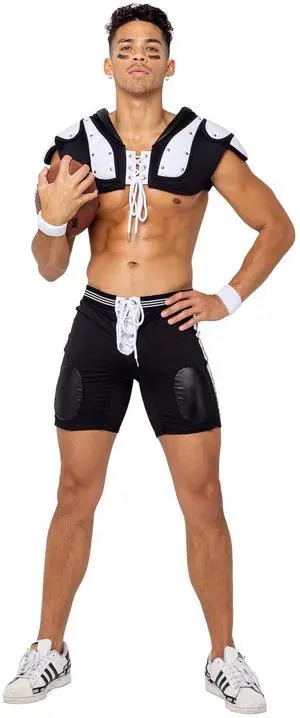 Roma Costume 3PC Mens Football Touchdown Hunk, Black/White, S Roma Costume 3PC Mens Football Touchdown Hunk, Black/White, S