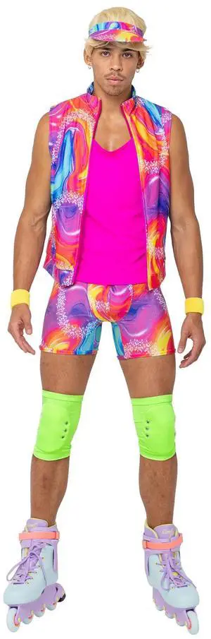 Roma Costume 6PC Mens Retro Rollerblade Stud, Pink/Green/Multi, S Roma Costume 6PC Mens Retro Rollerblade Stud, Pink/Green/Multi, S