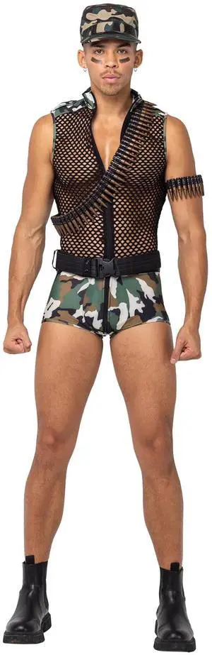 Roma Costume Men's 3PC Sergeant Stud Army, Green/Multi, M Roma Costume Men's 3PC Sergeant Stud Army, Green/Multi, M