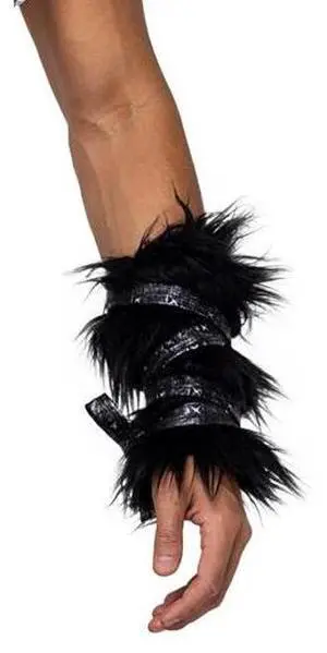 Roma Costume Pair of Black Faux Fur Cuffs, Black, One Size Roma Costume Pair of Black Faux Fur Cuffs, Black, One Size